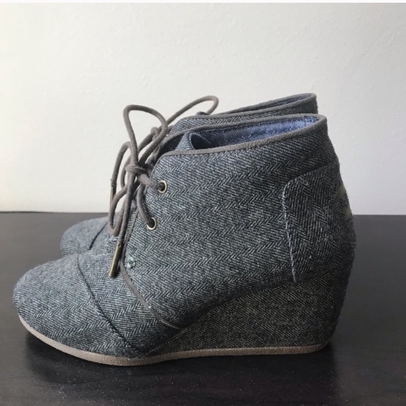 toms herringbone wedge bootie